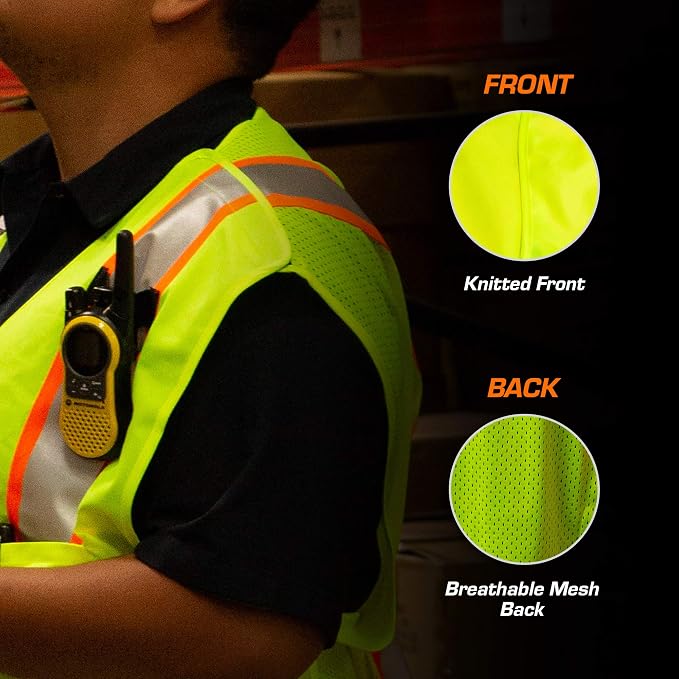 TR Industrial 5-Point Breakaway High Visibility Safety Vest, Type R Class 2