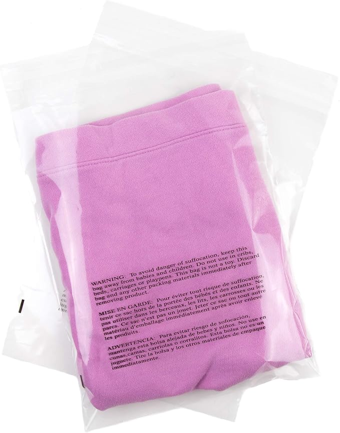 9x12 Resealable Poly Bags Suffocation Warning 200 Pack Clear Packaging Bags