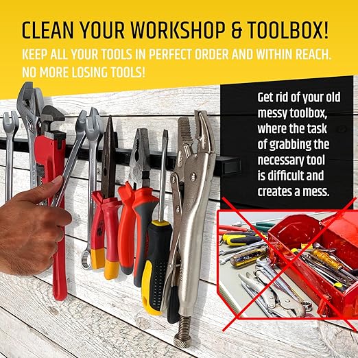 HMmagnets 24" Heavy-Duty Magnetic Tool Holder (Upgraded Version) - Extremely Powerful Magnetic Pull Force to Hold Heavy Tools - Professional Space-Saving Magnetic Bar - Tool Organizer Rack/Strip