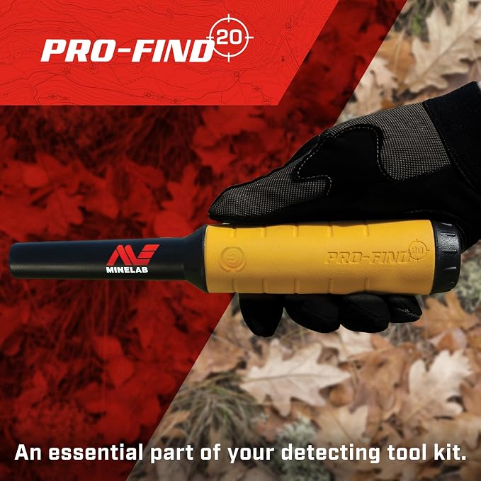 Minelab PRO-FIND 20 Waterproof Pinpointer Metal Detector for Adults with Audio & Vibration Indication (Holster Included)