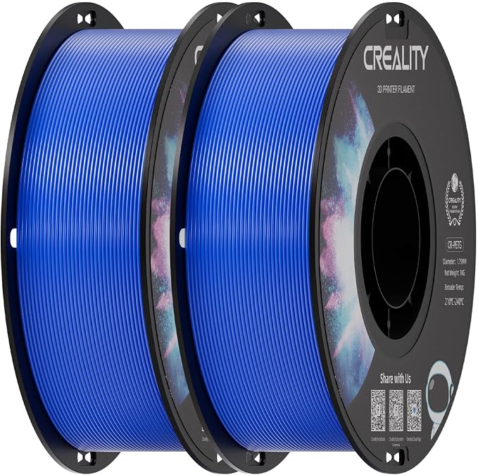 Creality PETG 3D Printer Filament 2 kg, Excellent Toughness High Precision, Odorless Non-Toxic Moistureproof, Glossy PETG Filament 1.75mm for 3D Printer
