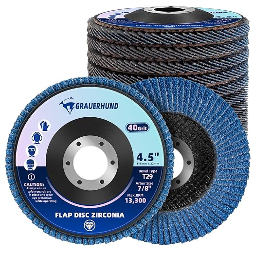 10 Pack Flap 4 1/2" x 7/8" for Angle Grinder, 40 Grit T29 Flap Sanding Discs, 4 1/2 Inch Grinding Wheels, Zirconia Grinding Discs for Metal, Wood, and Stainless Steel Finishing
