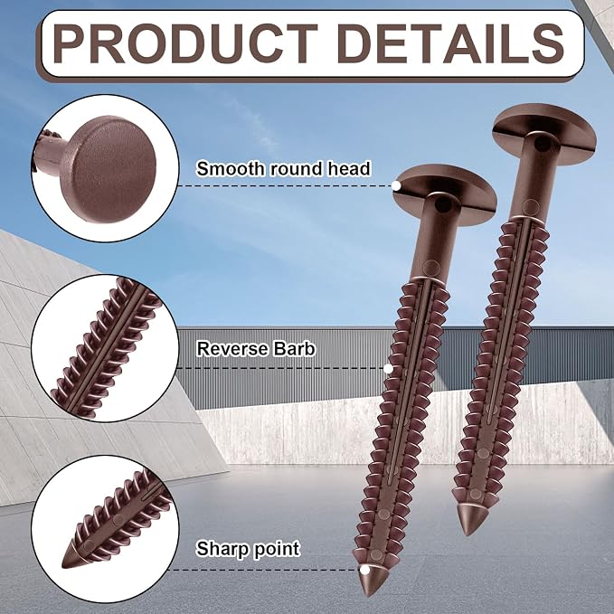 Blulu 18 Pcs 3 Inch Vinyl Shutter Fastener Window Panel Peg Lok Pin Pegs Screws Shutter Spikes Anchor (Bordeaux Red)