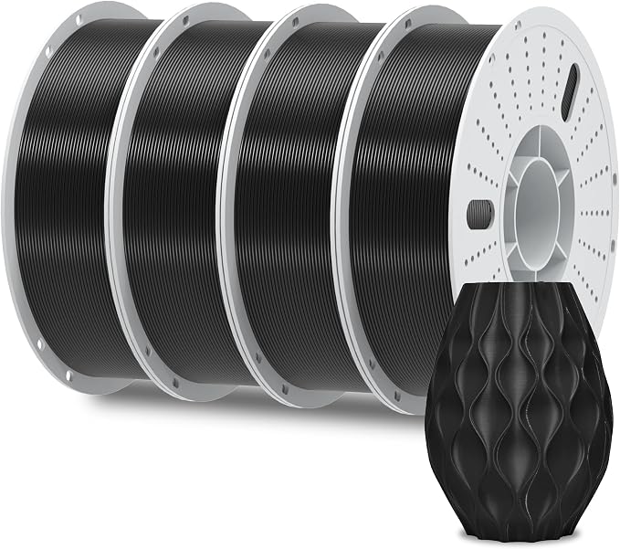 PINBALL PETG 3D Printer Filament 1.75mm High Precision Durable Moisture-Proof Strong Filament Mith Better Flow Dimensional Accuracy +/- 0.02mm Suitable for Most FDM 3D Printers 4 Kilograms Black