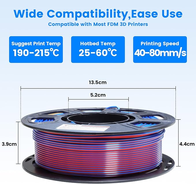 MIKA3D 3D Printing Dual Color in 1 Silk PLA Filament 8 Spools Bundle, 1.75mm Dual Color Shiny Coextrusion PLA Filament, 8 Most Popular Dual Color in 1 PLA Mixed, 0.25kg/Spool, Total 2kg