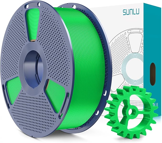 SUNLU PLA+2.0 3D Printer Filament, Upgrade PLA+ Filament 1.75mm, Tougher and Stronger, Neatly Wound PLA Plus Filament, Dimensional Accuracy +/-0.02mm, 1KG Spool(2.2lbs), Green