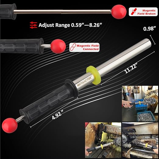 MUTUACTOR Magnetic Pickup Tools,8000GS Neodymium Sweeper Magnet with Release Handle,Adjustable Magnetic Chips Cleanup Wand for Collecting Metal Steel Cutting Grinding Drill Press Milling Machine