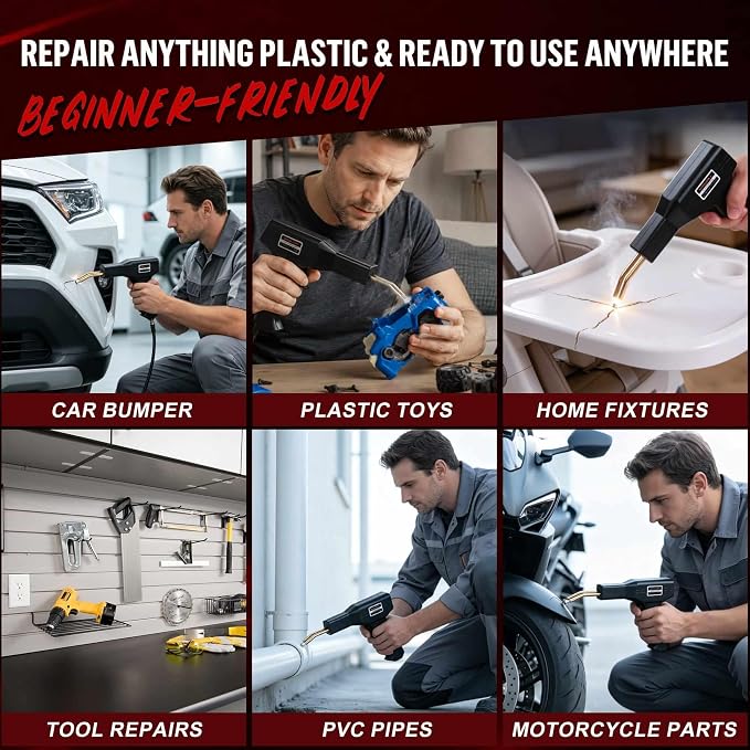 Plastic Welder Kit, 1200PCS Hot Stapler 40PCS Rods, 2 in 1 Welding Gun for Car Bumper Repair | 1200PCS Staples, Stainless Steel Mesh, Aluminum Tape, Sandpaper, Screwdriver, Plier, Stand, for Car Bumper, Dashboard, Kayak
