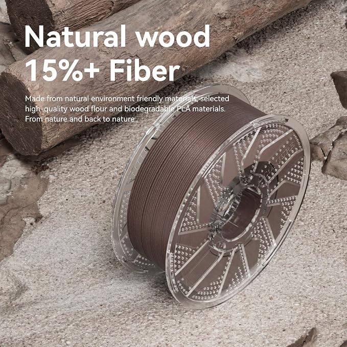 Chitu Systems Wood PLA Filament Bundle, 3D Printer PLA 1.75mm Cherry Walnut White Oak Teak with Real Wood Fiber, Using Reusable Spool Compatible with Bambu Lab Refill Filament, 4x1KG 8.8lb