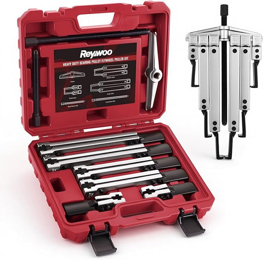 Reywoo Gear Puller Set, Adjustable 2 Jaw Bearing Puller, Pulley Puller, Flywheel Puller Kit with Extendable Arms and Reversible Jaws for Removing Bearings, Gears, Pulleys and Flywheels
