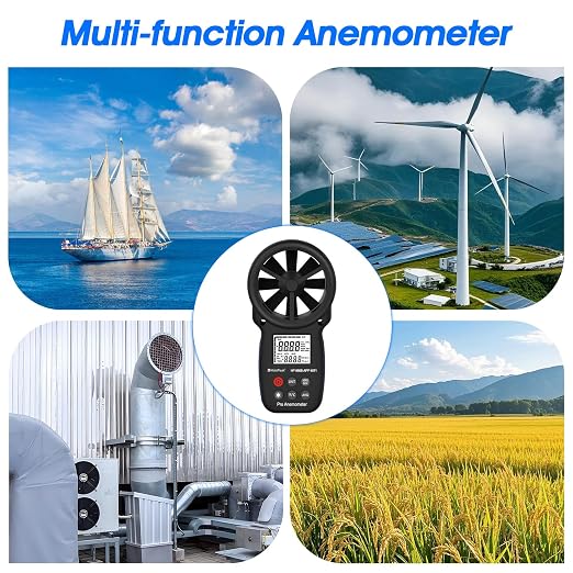 Professional WiFi Anemometer, Smart Wind Speed Meter Gauge with APP, 0.3-40m/s Range, Measures Wind Temp, Max/Min/Avg, Backlight, Ft/min, Knots, Km/h, Mph, (866B-APP-WIFI)