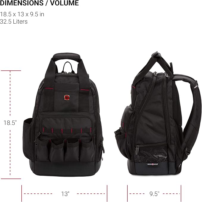 SwissGear Tool Bag Backpack, Fits Up to 15-Inch Laptop, Work Pack, Black