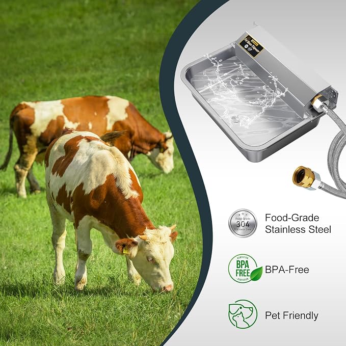 1Gal/3.8L Automatic Water Dispenser for Dogs, Patented Automatic Dog Water Bowl Dispenser, Stainless Steel Outdoor Water Bowl Dispenser for Livestock Chicken, Dog Water Feeder Fit 3/4'' GHT Faucet