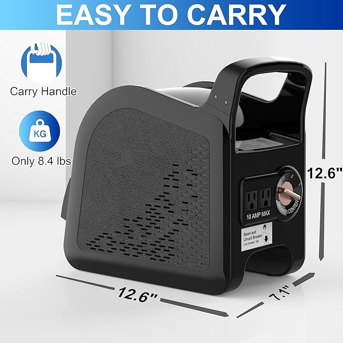 Portable Blower Fan for Home: High Velocity Floor Fans for Cooling and Drying - Air Mover with 185° Rotating for Bedroom, Garage, Shop and Gym, 3 Speeds Utility Fan with 2 AC Outlets, Black