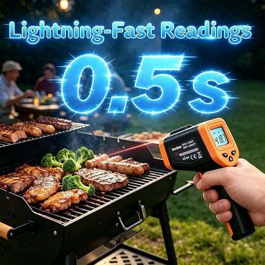 Pizza Oven Laser Thermometer Gun for Cooking, OnniOne Infrared Thermometer for Blackstone Griddle, -58℉~1022℉ Non Contact Grill Temperature Gun with Carrying Storage Bag, LCD Backlit (NOT for Human)