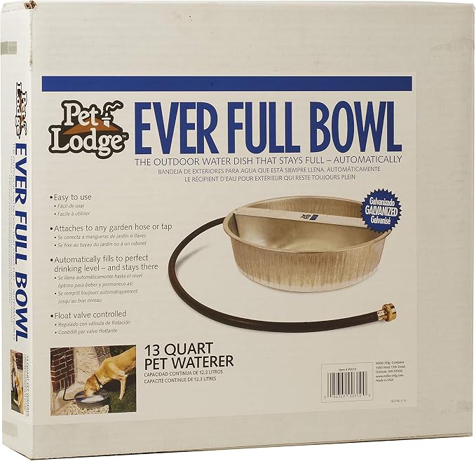 LITTLE GIANT Automatic Pet Waterer - Pet Lodge - Steel Ever Full Pet Bowl, 13 Quart (Item No. PW13)