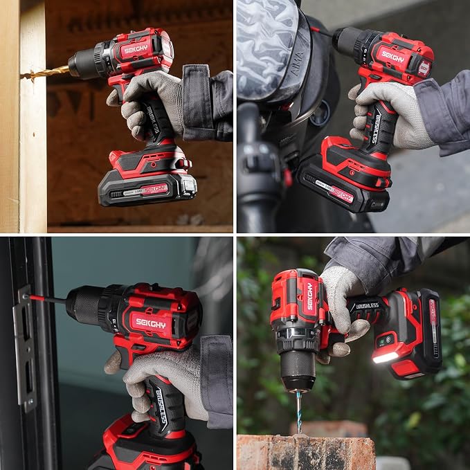 Brushless Power Drill Cordless，with battery and charger 70 N.m | 20V Electric drill cordless set 10 batches and storage bag 13 twist drills and storage bag，18+1 Position & 2100 RPM