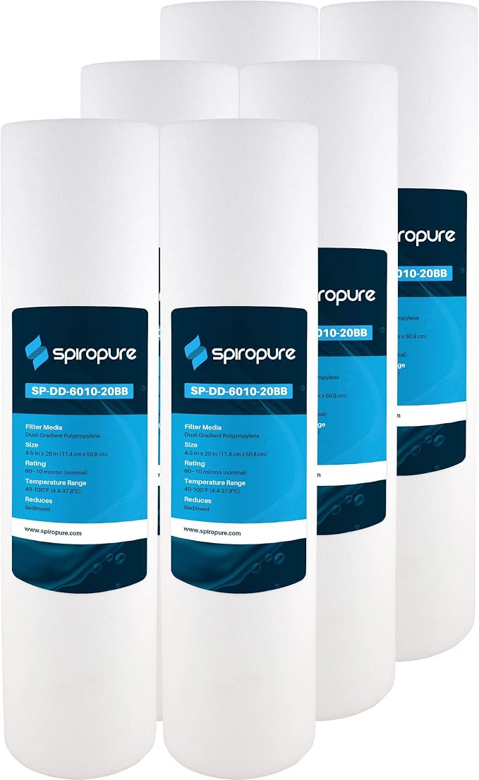SpiroPure 20x4.5 BB 10 Micron Spun Sediment Water Filter SDC-45-2010 6 Pack