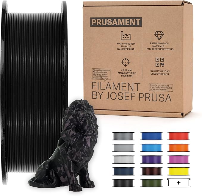 Prusament Premium PLA Jet Black 1.75mm 1kg 3D Printer Filament | PLA filament with ±0.02 mm precision, low warping, and reliable, tangle-free printing for beginners and professionals.