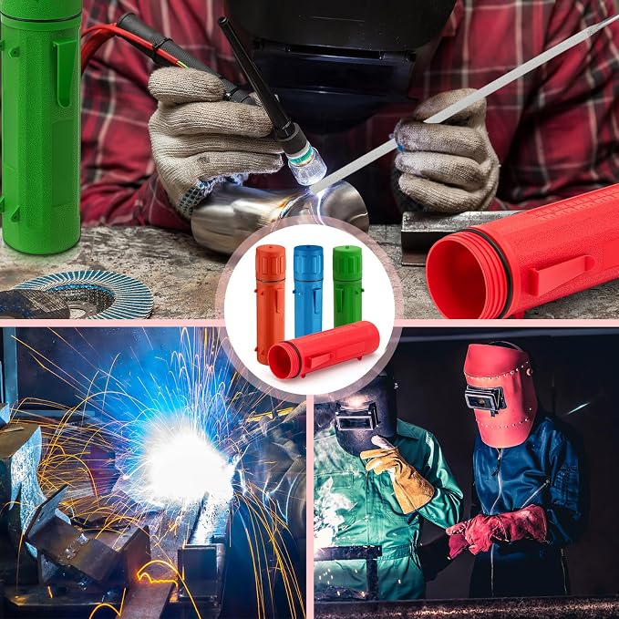 Zonon 4 Pcs Welding Rod Storage Tube 14 Inch Electrode Welding Rod Holder Container Airproof and Waterproof for Canister(Red,Blue,Green Orange)