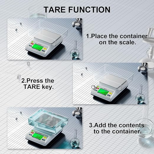 Analytical Balance Lab Scale 3000g x 0.1g, Compact Industrial & Laboratory Scale with Tare/Counting Functions, 5 Units, Dual Charging (Battery/USB) - Scientific Scale for Labs & Factories