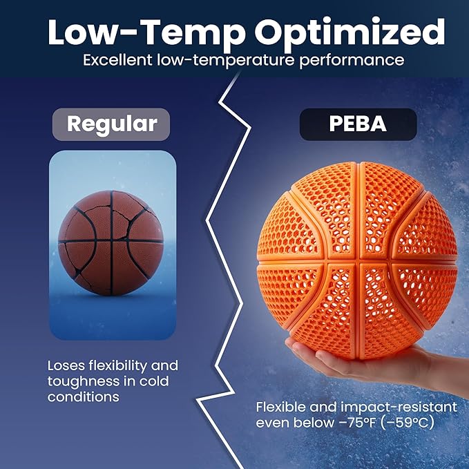 PEBA Filament 1.75mm Full 1kg SpoolHaus Super Bounce | High Rebound Flexible Filament | The Super TPU 78% Energy Return | Bouncy Airless Basketball 3D Printer Filament Lightweight Orange 1kg