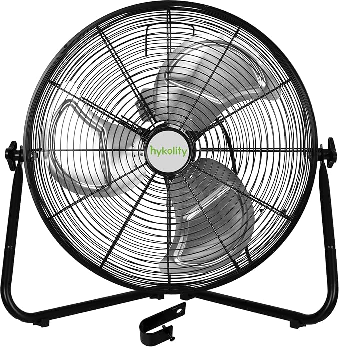 hykolity 20" High Velocity Floor Fan, 3-Speed 4650 CFM Heavy Duty Industrial Metal Shop Fan with Wall-Mounting System, Ideal for Commercial, Garage, Greenhouse and Gym