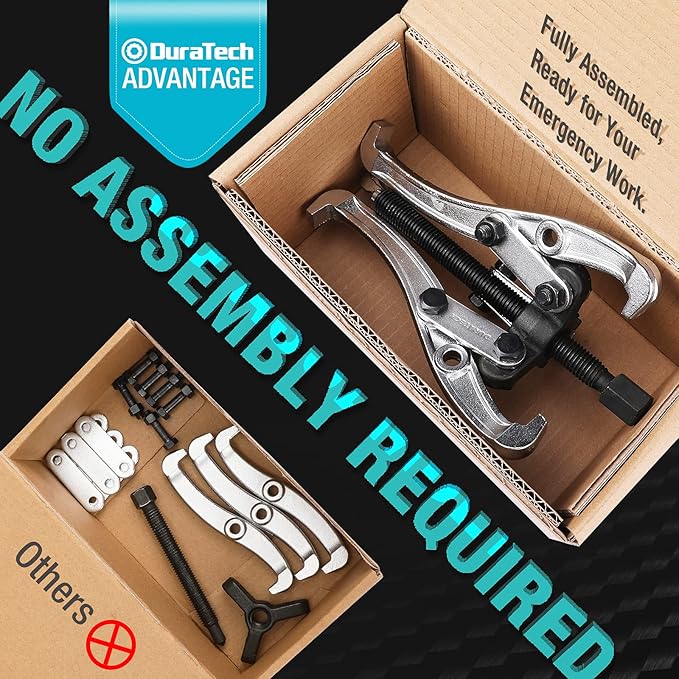 DURATECH 4-Piece 3-Jaw Gear Puller, 3", 4", 6", 8", Removal Tool for Gears, Pulleys, Bearings and Flywheels, Fully Assembled, CR-V Steel