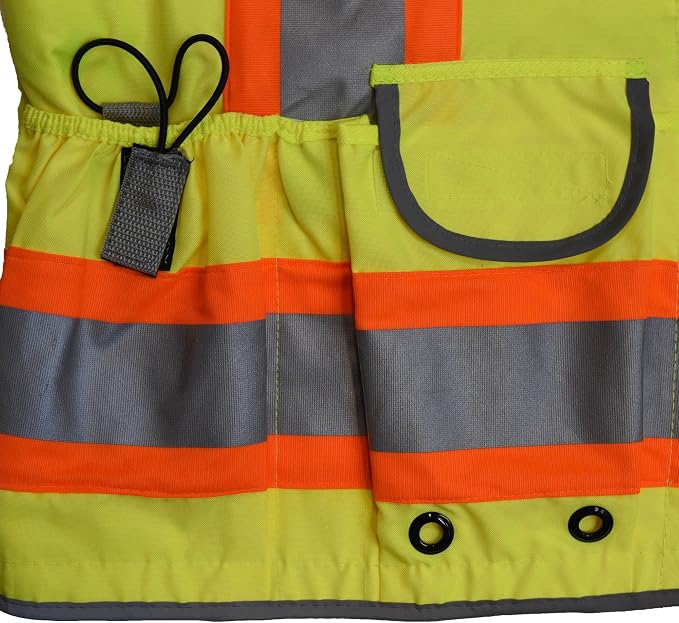 Radians SV55 Class 2 Heavy Woven Engineer Vest with Pockets, Green, X-Large and Komelon 433IEHV 33-feet Professional Tape Measure, Chrome