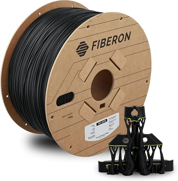 Polymaker Fiberon Black PET-GF15 3D Printer Filament 1.75mm 3KG, 15% Glass Fiber Reinforced, High Strength & Heat Resistance, Ideal for Automotive, Industrial & Functional Parts, AMS Compatible