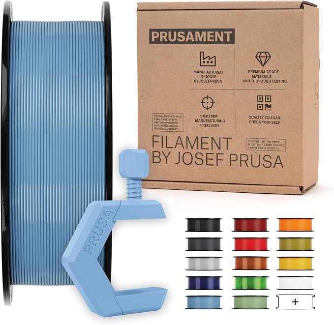 Prusament Premium PETG Chalky Blue 1.75mm 1kg 3D Printer Filament | PETG filament with ±0.02 mm precision, low stringing, strong layer adhesion, and reliable tangle-free printing.
