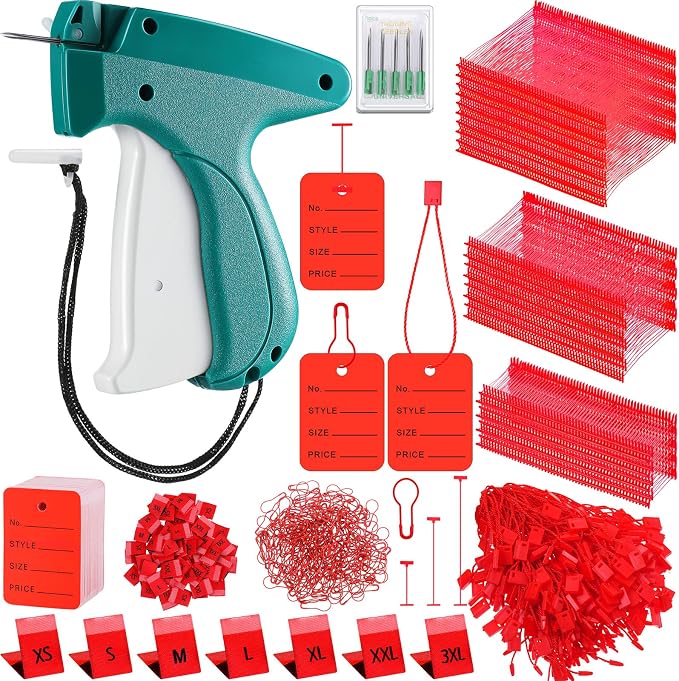 Chumia 3576 Pcs Tagging Guns for Clothes Labels Attacher Stitch Guns for Clothing with 3000 Barbs, 5 Needles and 100 Price Tags, Sewing Kit for Retail Stores, Garage Yard Sales(Red)