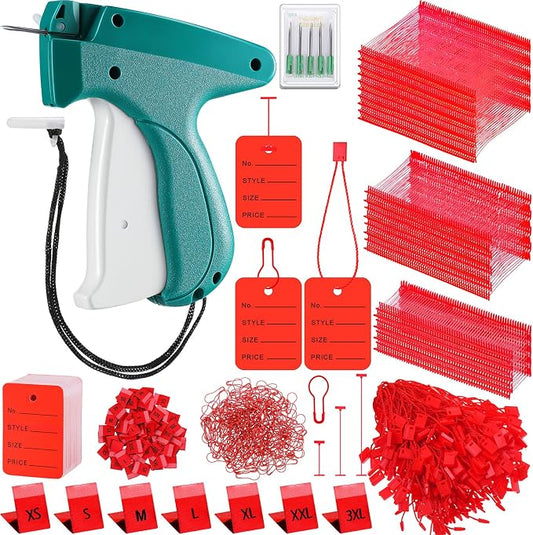 Chumia 3576 Pcs Tagging Guns for Clothes Labels Attacher Stitch Guns for Clothing with 3000 Barbs, 5 Needles and 100 Price Tags, Sewing Kit for Retail Stores, Garage Yard Sales(Red)