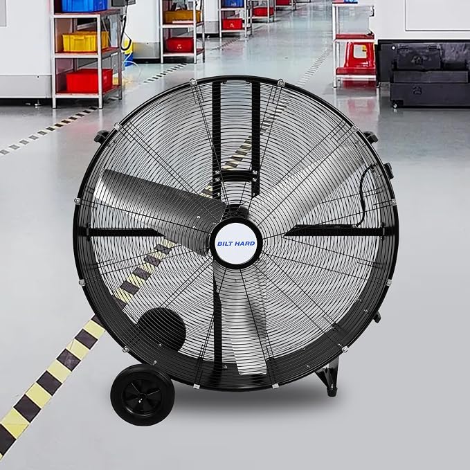 BILT HARD 26800 CFM 42 inch Industrial Drum Fan, 2 Speed Heavy Duty Shop Fan with 4/5HP Powerful Motor for Warehouse, Garage, Industrial and Commercial Use