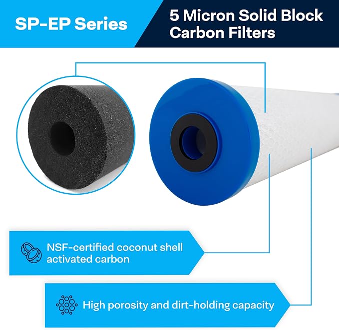 SpiroPure 5 Micron Carbon Block Filter EP-20BB 155583-43 CB-45-2005, 4 Pack