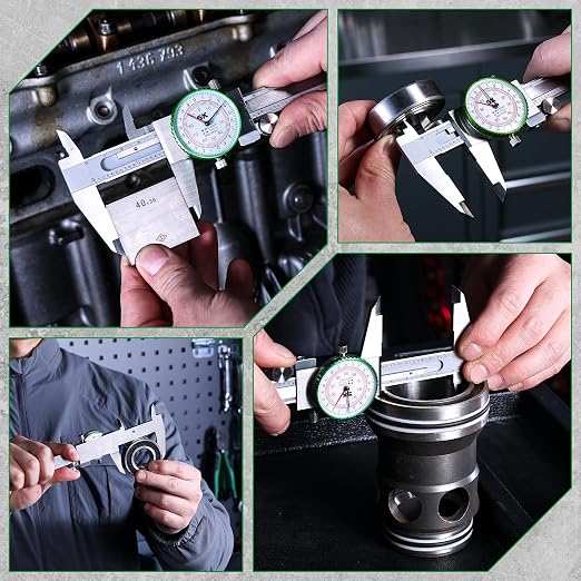 SK Dial Caliper, 6-Inch/150mm Caliper Measuring Tool with Dual SAE/Metric Scale, 4 Measurement Methods Stainless Steel Calipers, ±0.001 inch/0.03mm Accuracy