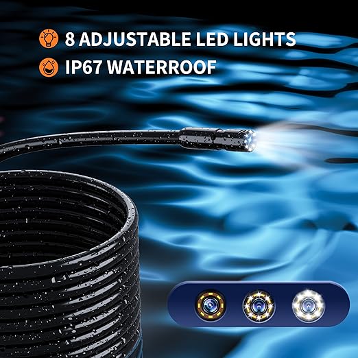 Daxiongmao Borescope Camera, 1080P HD IP67 Waterproof Endoscope with LED Light, 4.3" IPS Screen Flexible Snake Camera for Automotive Engine, Pipe, Wall & Vent InspectionI