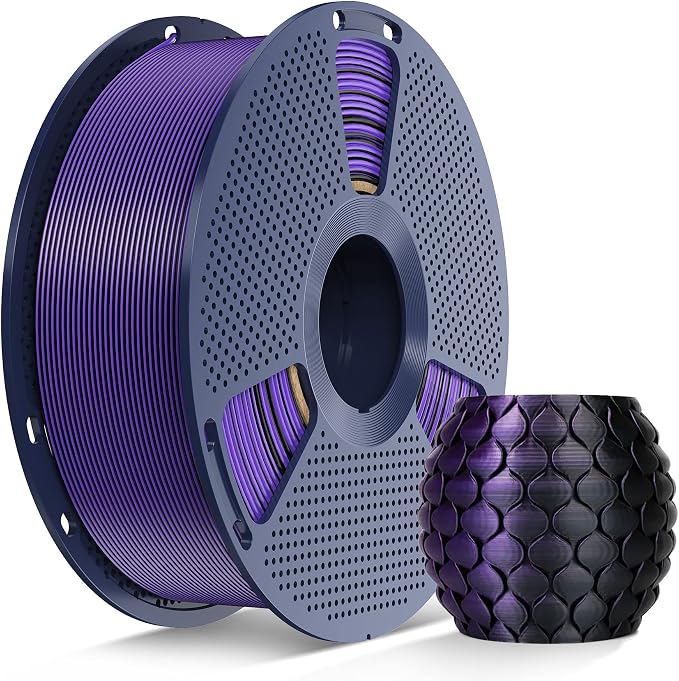SUNLU Silk Dual Color PLA Filament, Silk PLA 3D Printer Filament 1.75mm, Neatly Wound Shiny Silk 3D Printer Filament, Dimensional Accuracy +/-0.02mm, 1KG Spool (2.2lbs), Silk Dual Color (Black Purple)