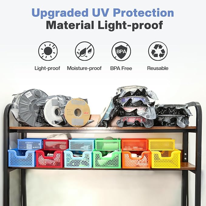 Vacbird Upgraded 3D Filament Vacuum Storage Bags with USB Pump, 30 Pack Light-Blocking Filament Bags, 2X Faster Air Removal, Universal Pump Fit, 12.6×13.38 Inch