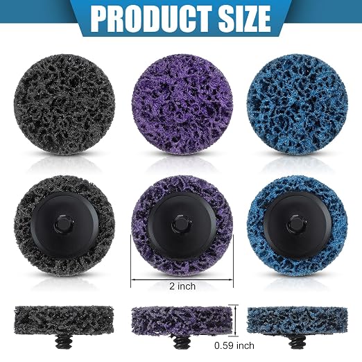 Macarrie 150 Pcs 2 Inch Surface Conditioning Sanding Discs Quick Change Fine Medium Coarse Sanding Pads Die Grinder Accessories for Surface Strip Grind Polish Burr Finish(Black,Blue,Purple)