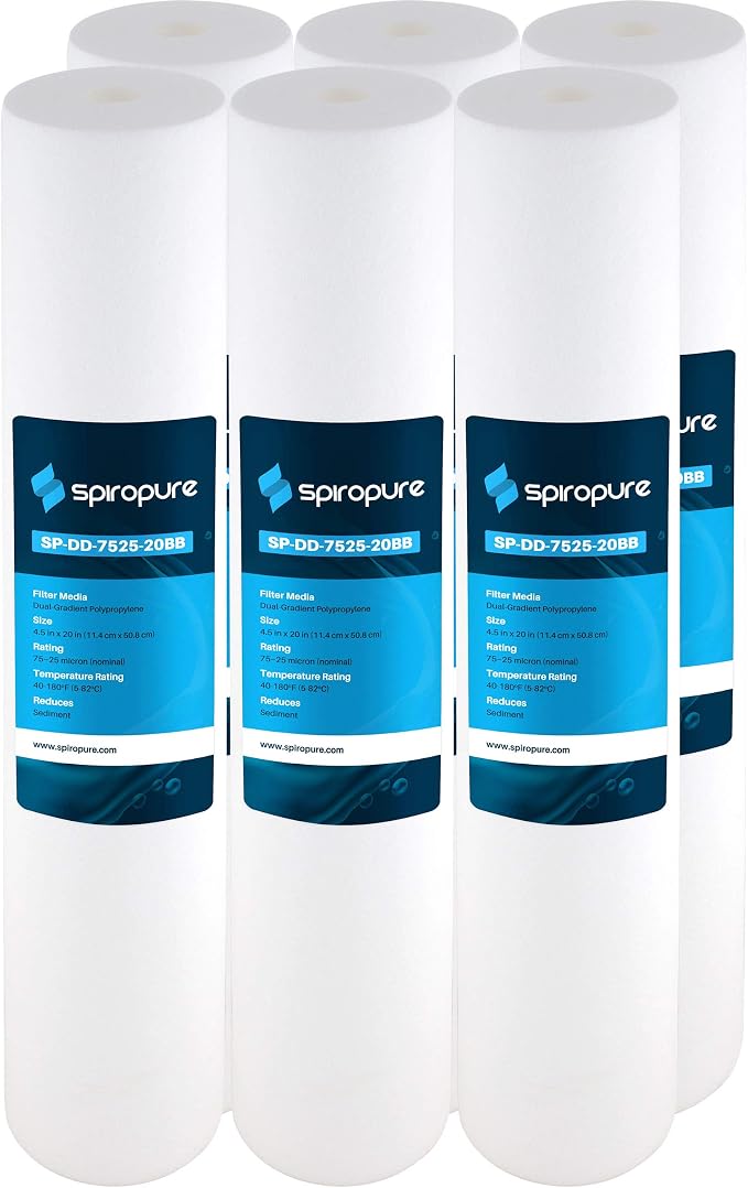 SpiroPure 20x4.5 BB 25 Micron Water Filter DGD-7525-20 155356-43 (6 Pack)