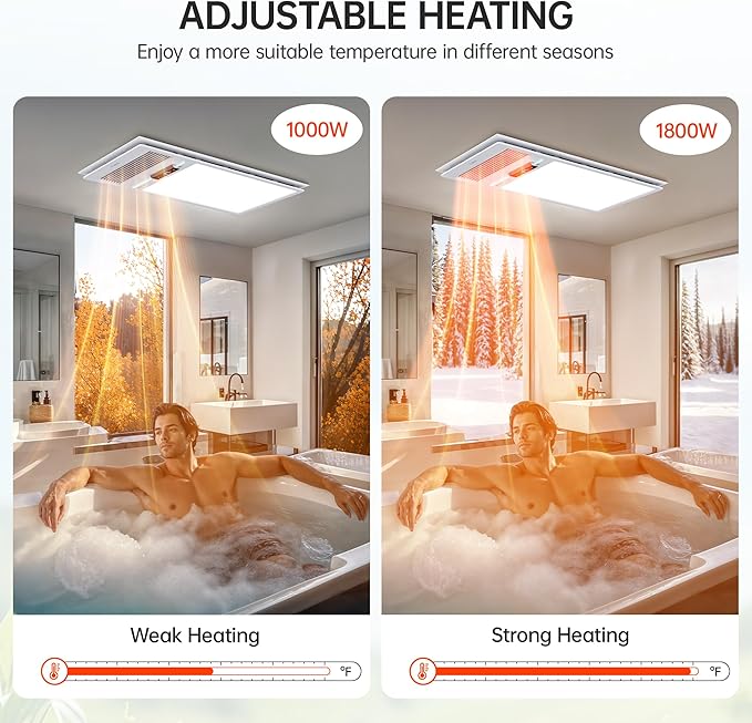 VallisCo Bathroom Fan with Light and 1800W Heater, 160 CFM Ventilation, Remote Control,Quiet Exhaust, 4-in-1 Design for Heating, Lighting, Ventilation & Air Circulation for Comfort in Any Season