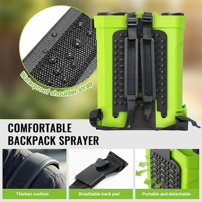 5.3 Gallon Battery Powered Backpack Sprayer,QGeeM 100 PSI 20L Electric Graden Sprayer Work,Weed Yard Sprayers with 21V Strong Battery,8 Nozzles,Telescopic Wand,2.6Ah Battery and Chargers Included
