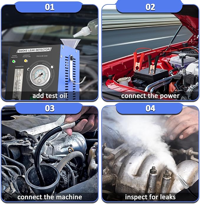 Smoke Machine Automotive Leak Detector Built in Air Pump, EVAP Smoke Machine Leak Tester with Pressure Gauge and Flow Meter, Dual Mode Smoke Tester Automotive for All DC 12V Vehicles