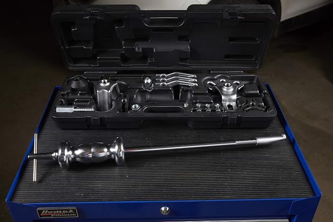 OTC 4579 9-Way Slide Hammer Puller Set with 5 lb. Chrome Plated Hammer, Multiple Puller Attachments Suitable for a Wide Variety of Pulling Jobs, and a Sturdy Blow-Molded Carrying Case