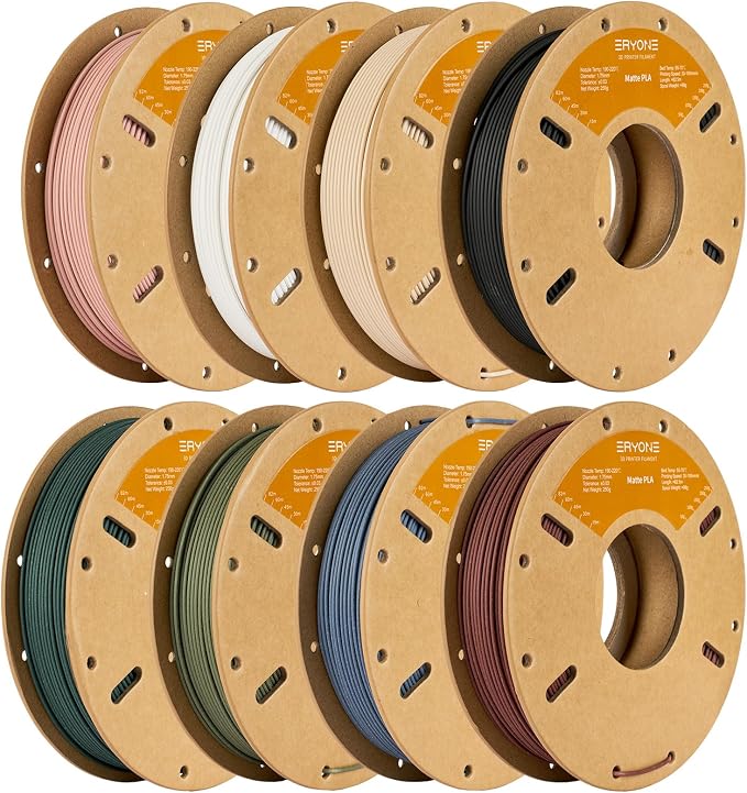 ERYONE PLA Filament 3D Printer Filament Bundle Multicolor 1.75mm +/- 0.03mm, PLA Filament 250g Spool, 8 Rolls, Matte PLA Series