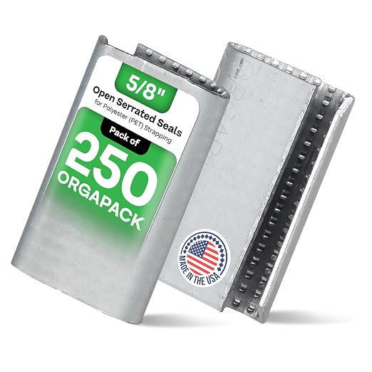 IDL Packaging Orgapack Open Serrated Seals for 5/8" Polyester (PET) Strapping, Pack of 250 - USA-Made Superior Holding Power Metal Clips for Banding, Packing - Orgapack Patented Serrated Pattern