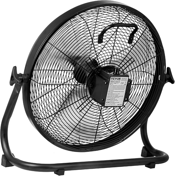 VEVOR 16'' Rechargeable Floor Fan, Portable Quiet Personal Fan for Home or Office, 360 Degree Manual Pivoting Head, Stepless Speed Regulation High Velocity, Heavy Duty Metal Industrial Cordless Fans