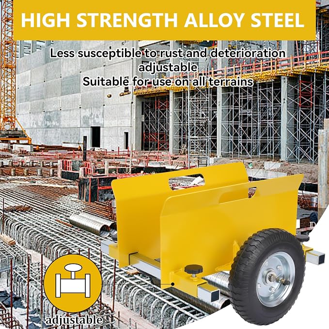 Heavy Duty Panel Dolly Yellow Cart 660LBS Capacity Door Dollies with 8" Pneumatic Wheels, Adjustable Drywall Mover Panel Drywall Cart Material Handling All Terrain Slab Dolly
