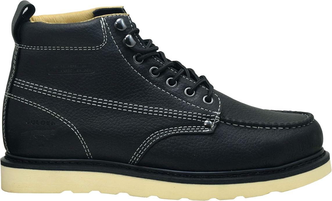 Golden Fox Steel Toe Work Boots Men's 6" Moc Toe Wedge Comfortable Boots for Construction